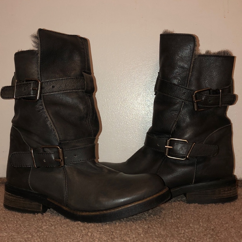 Steve Madden Fur Lined Motorcycle Leather Boots